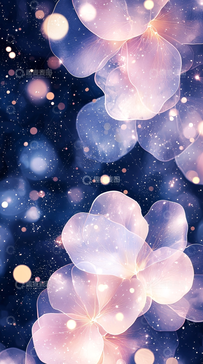 高清大图下载【趣麦麦图】梦幻花朵星空背景图