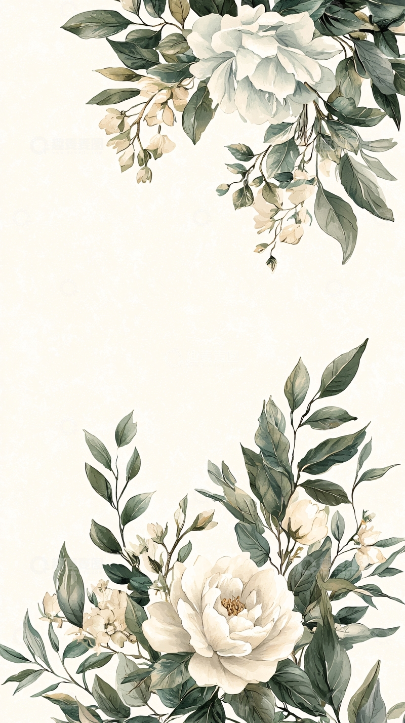 高清大图下载【趣麦麦图】古典花卉手绘背景图