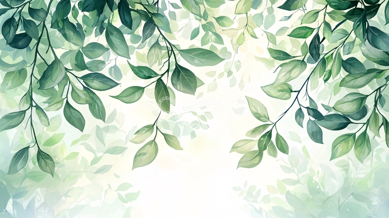 高清大图下载【趣麦麦图】清新绿叶背景素材