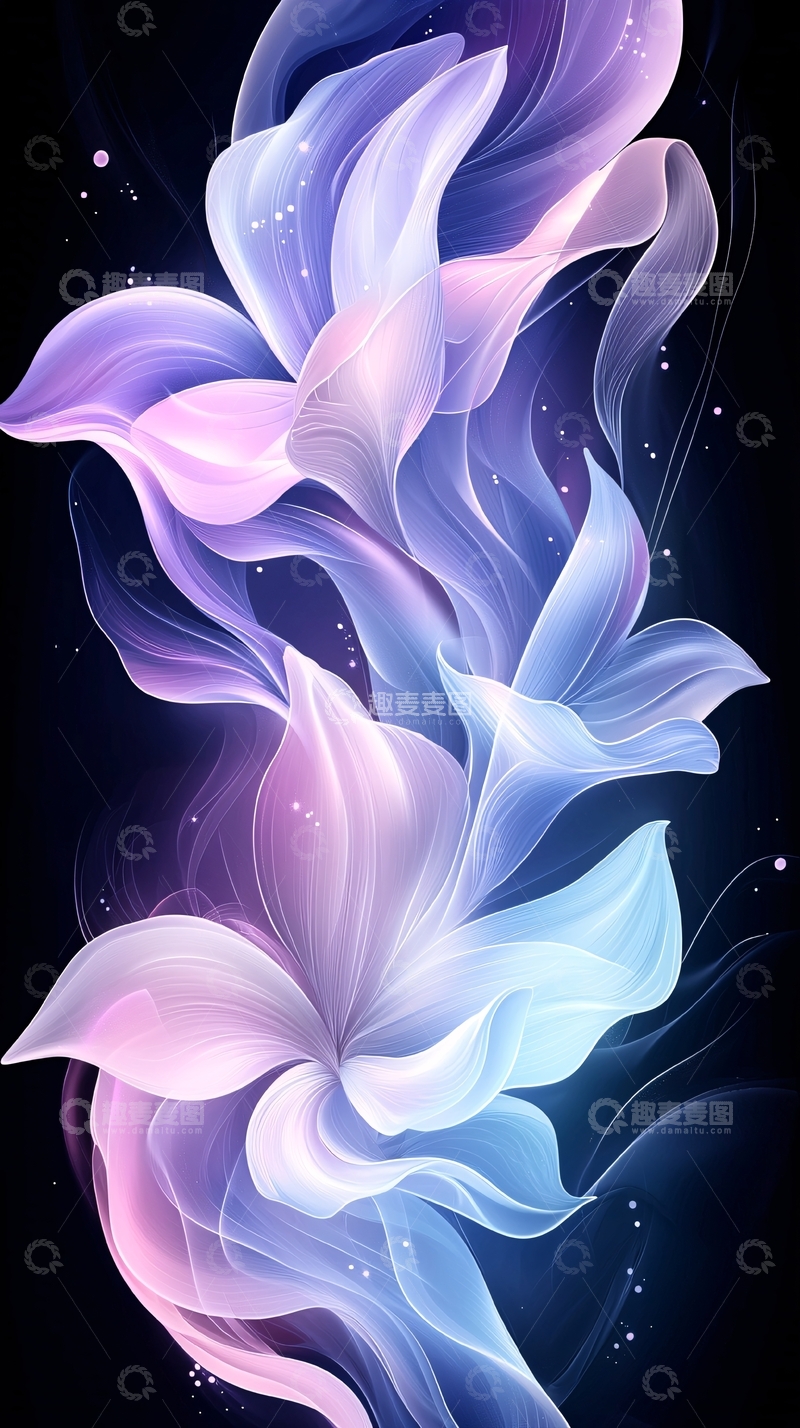 高清大图下载【趣麦麦图】梦幻紫色花朵抽象艺术背景