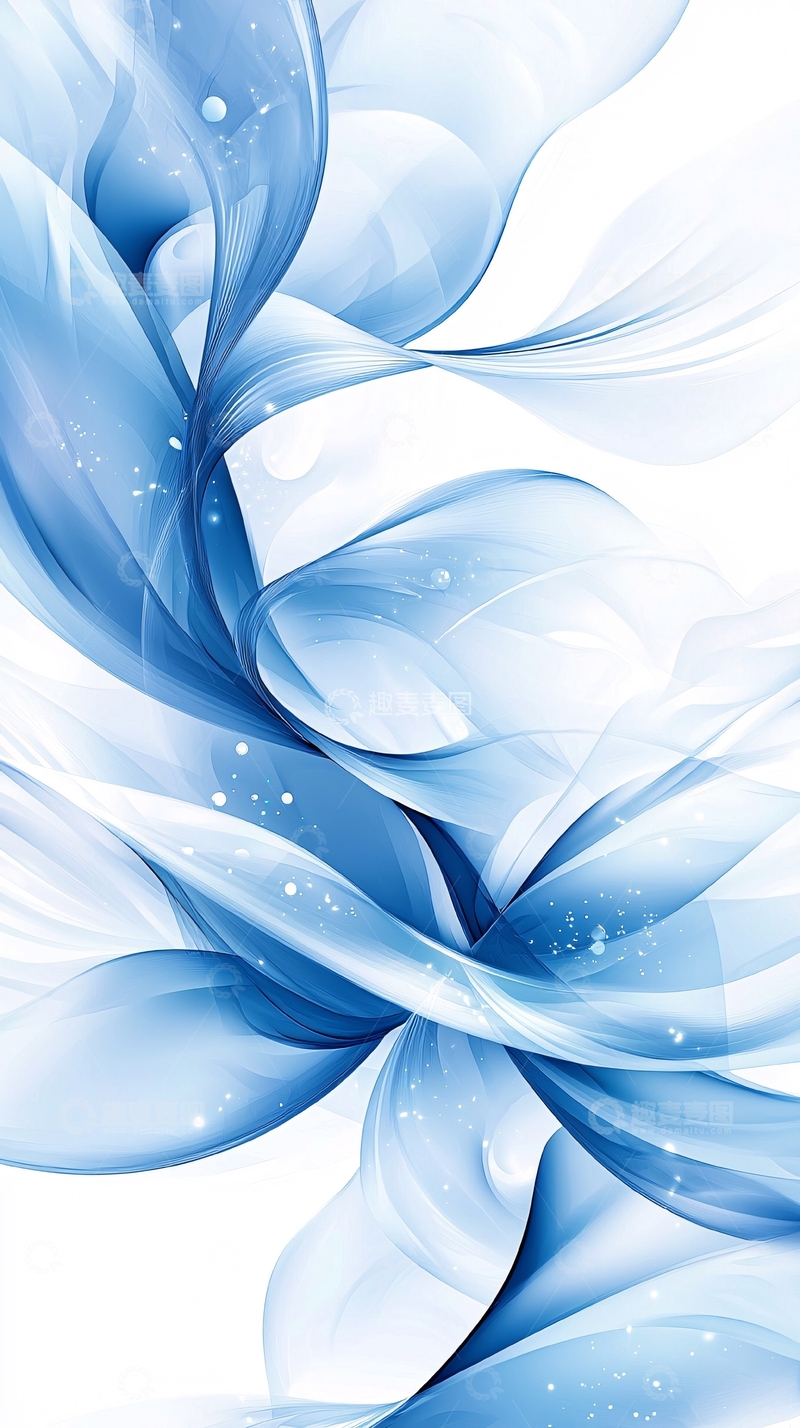 高清大图下载【趣麦麦图】蓝色抽象波浪线条背景