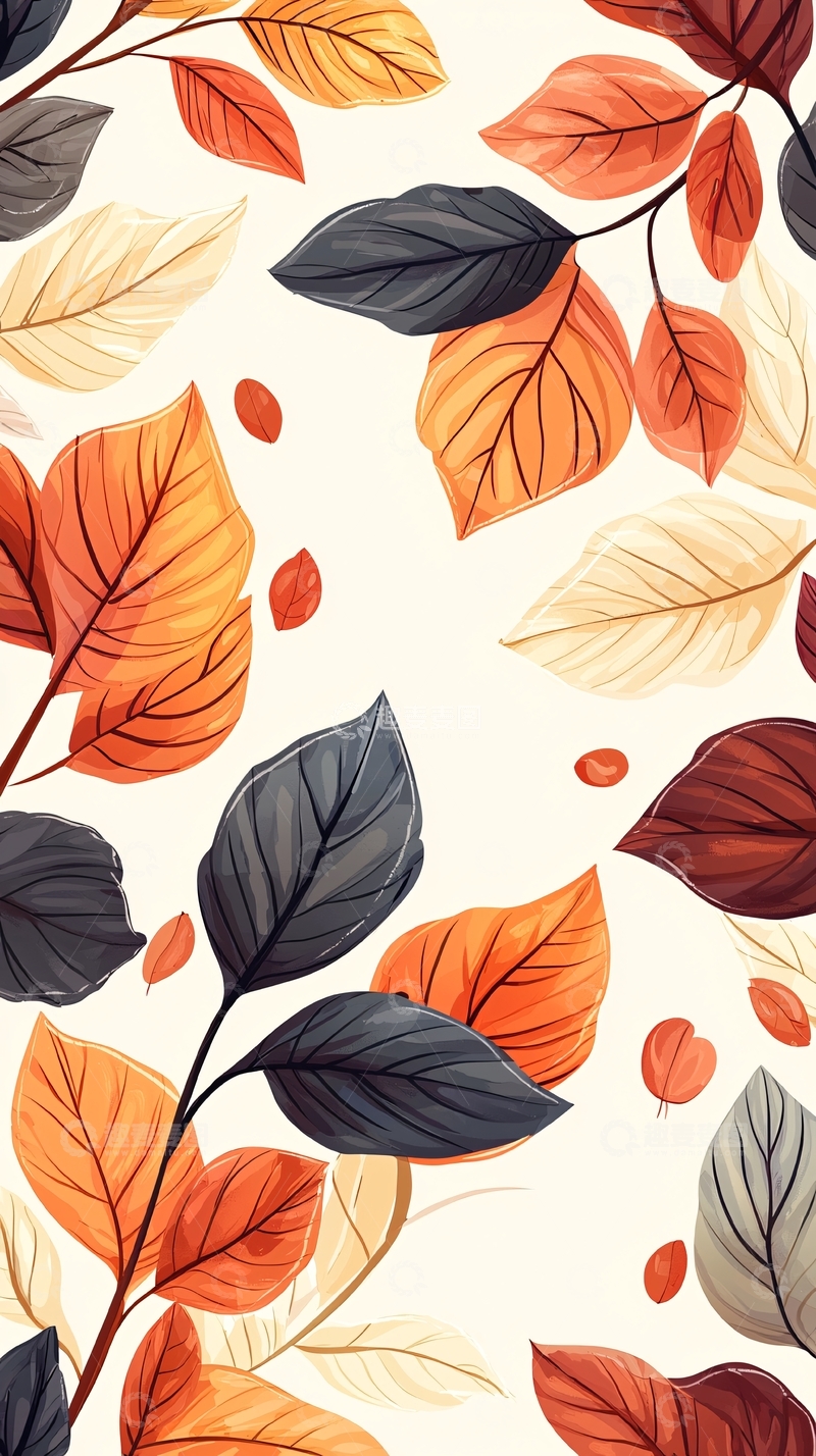 高清大图下载【趣麦麦图】秋叶多彩背景图案