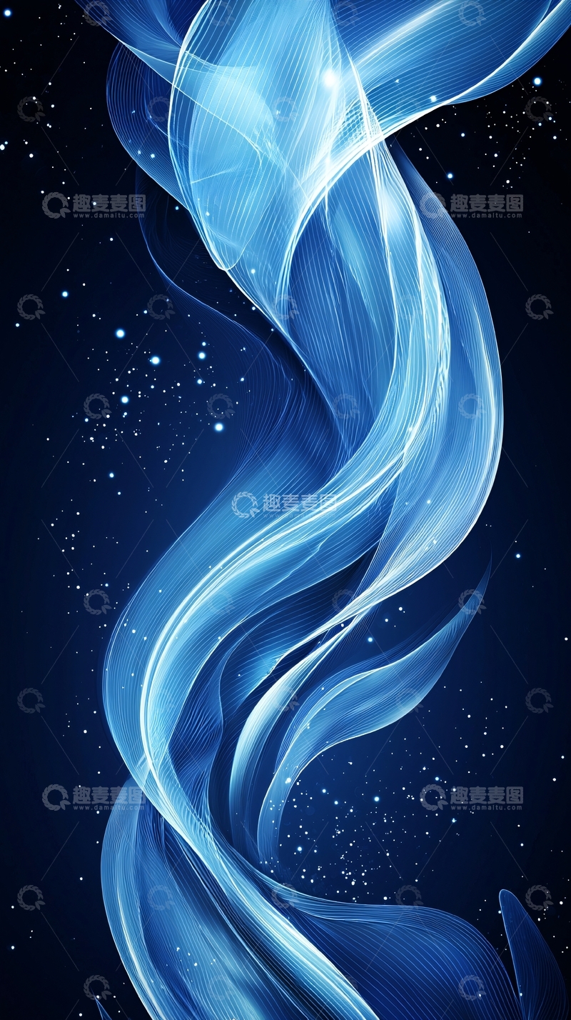 高清大图下载【趣麦麦图】蓝色流线星空背景