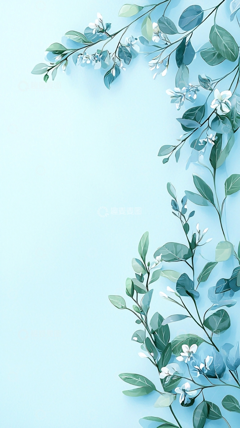 高清大图下载【趣麦麦图】清新蓝色花卉背景素材