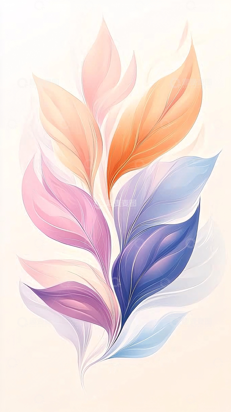 高清大图下载【趣麦麦图】抽象色彩叶子图案背景