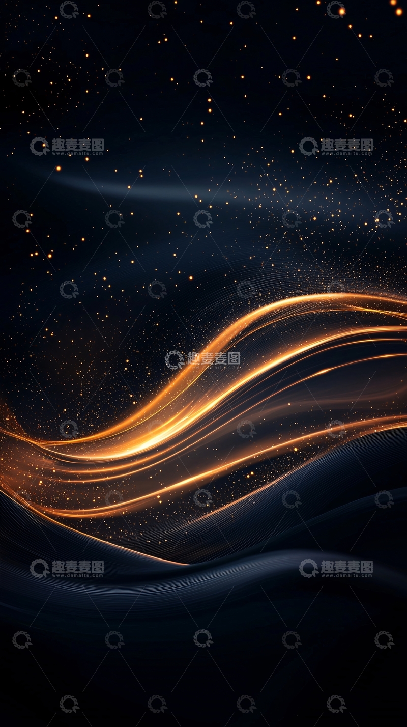 高清大图下载【趣麦麦图】金色光波夜空背景