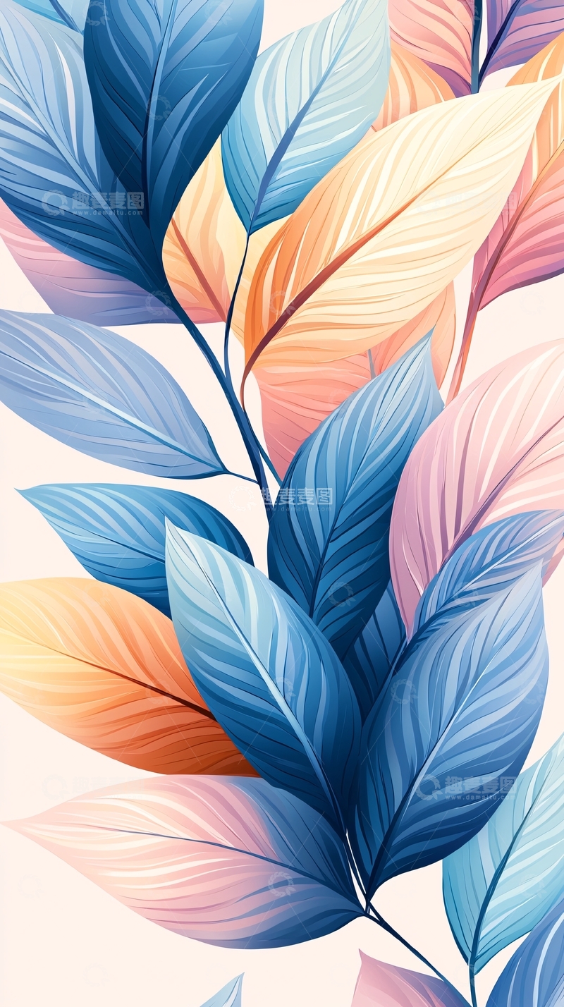 高清大图下载【趣麦麦图】色彩斑斓的叶子图案背景
