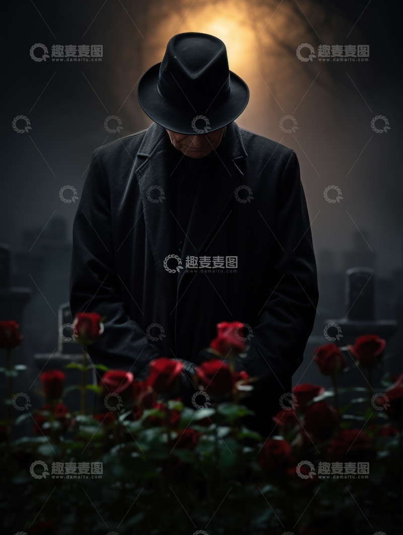 高清大图下载【趣麦麦图】哀悼的一位老年人