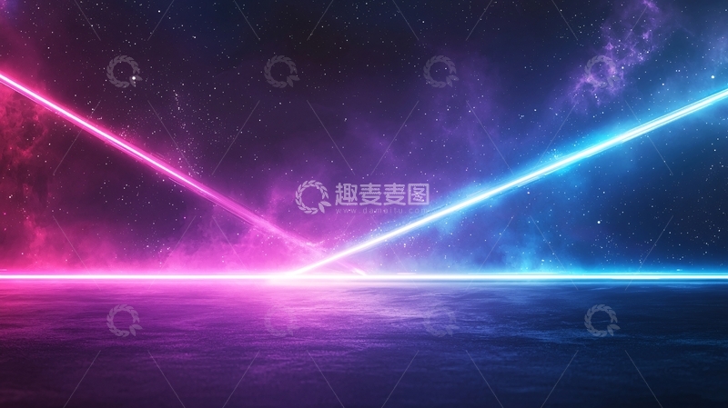高清大图下载【趣麦麦图】霓虹激光交错星空背景