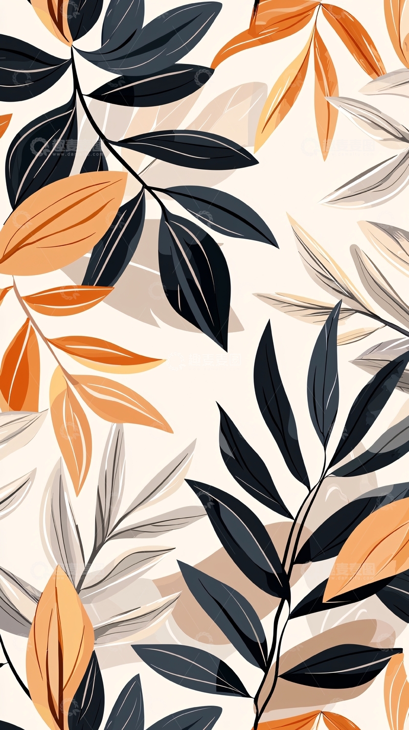 高清大图下载【趣麦麦图】秋叶抽象图案背景素材