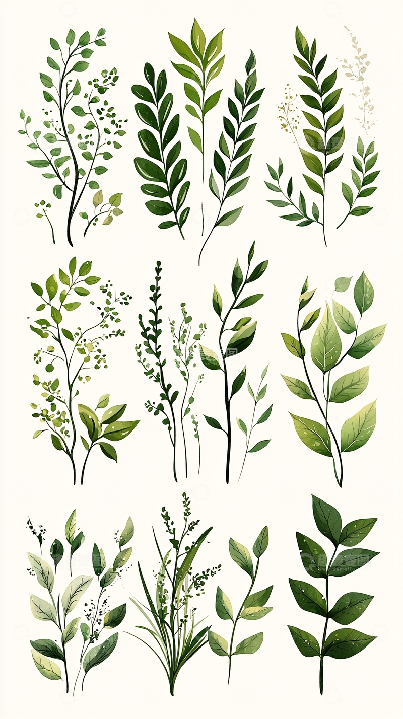 高清大图下载【趣麦麦图】清新植物插画素材集