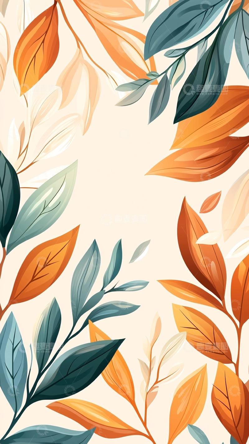 高清大图下载【趣麦麦图】秋叶背景图案设计