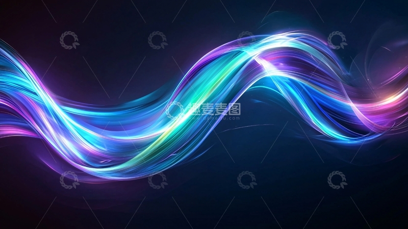 高清大图下载【趣麦麦图】色彩流动的抽象线条背景