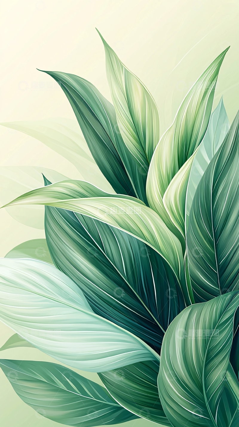 高清大图下载【趣麦麦图】清新绿叶植物背景图