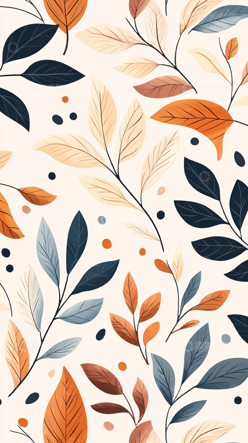 高清大图下载【趣麦麦图】秋叶抽象图案背景素材