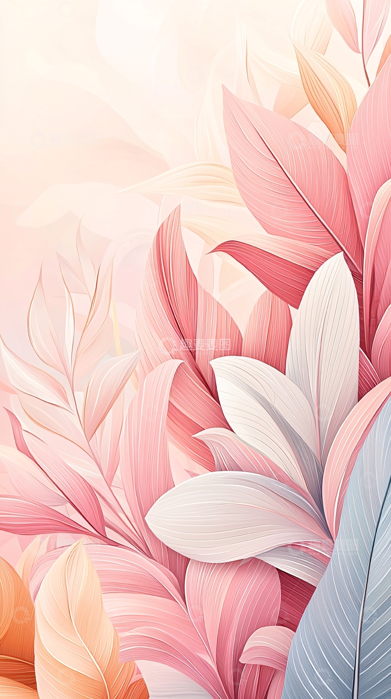 高清大图下载【趣麦麦图】粉色渐变羽毛背景图