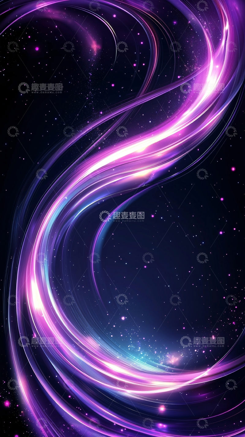 高清大图下载【趣麦麦图】紫色光带星空背景