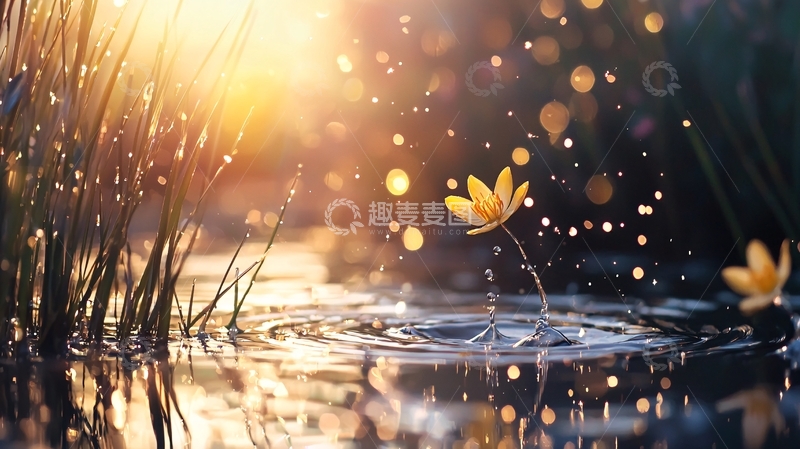 高清大图下载【趣麦麦图】晨光中的水莲花