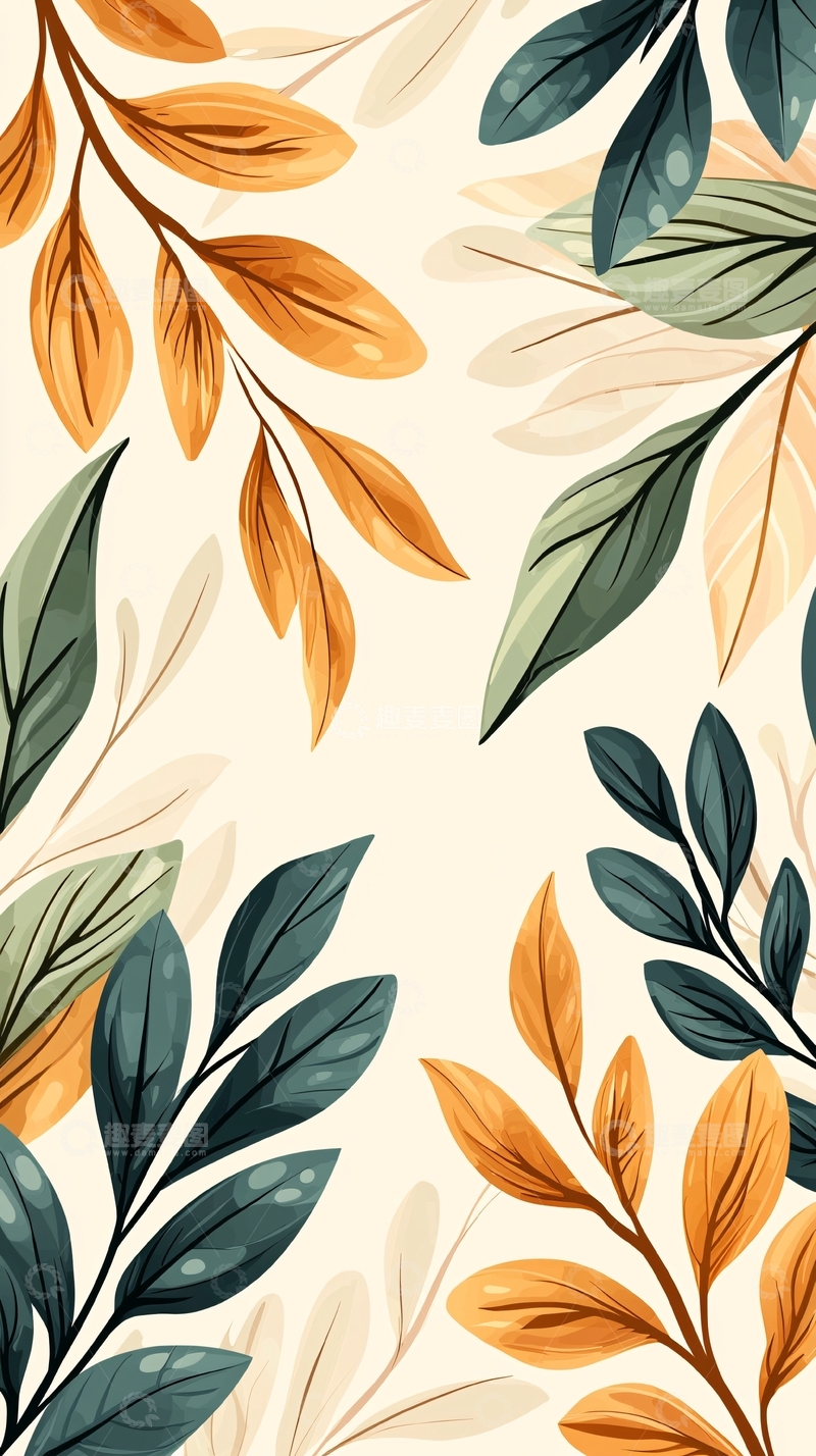 高清大图下载【趣麦麦图】秋日树叶背景图案