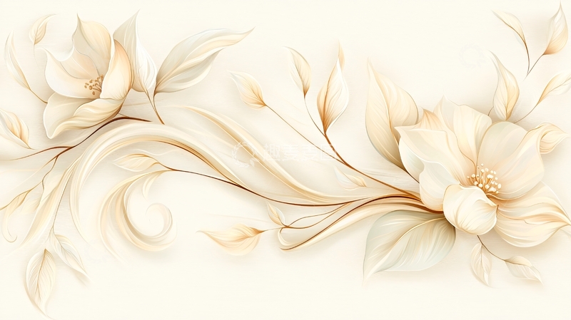 高清大图下载【趣麦麦图】优雅花卉艺术插画背景