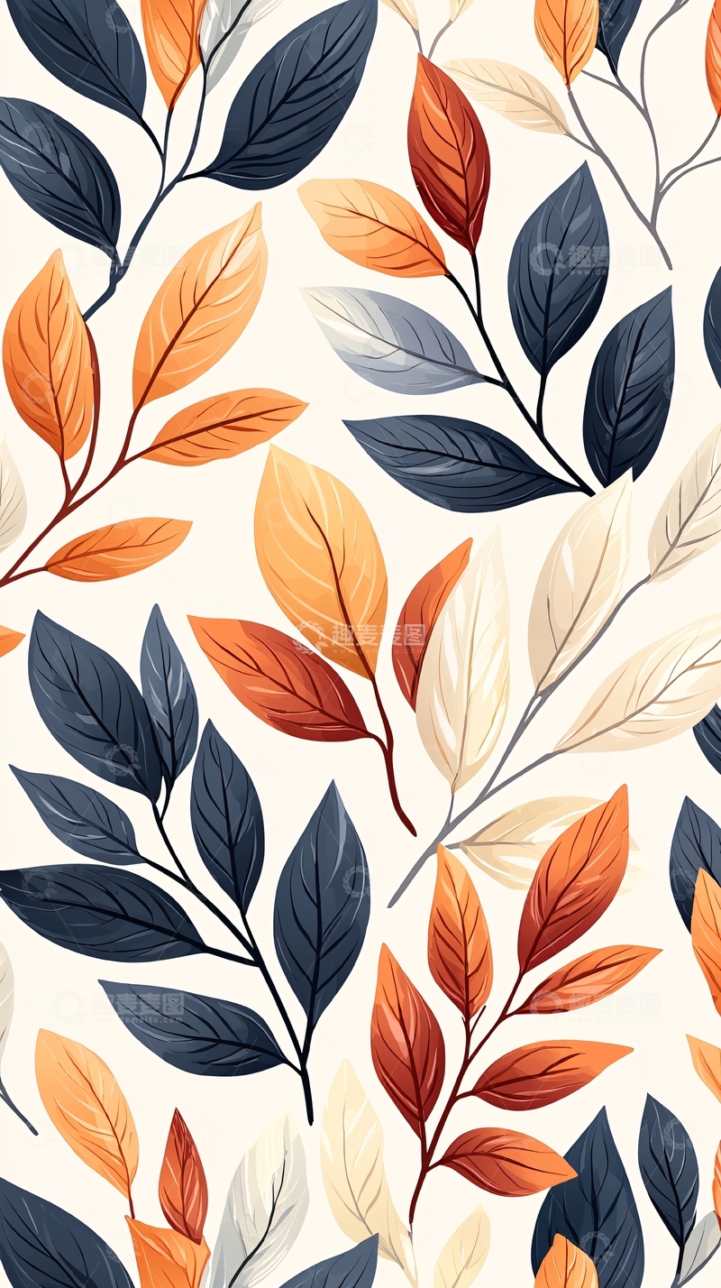 高清大图下载【趣麦麦图】秋叶图案背景素材