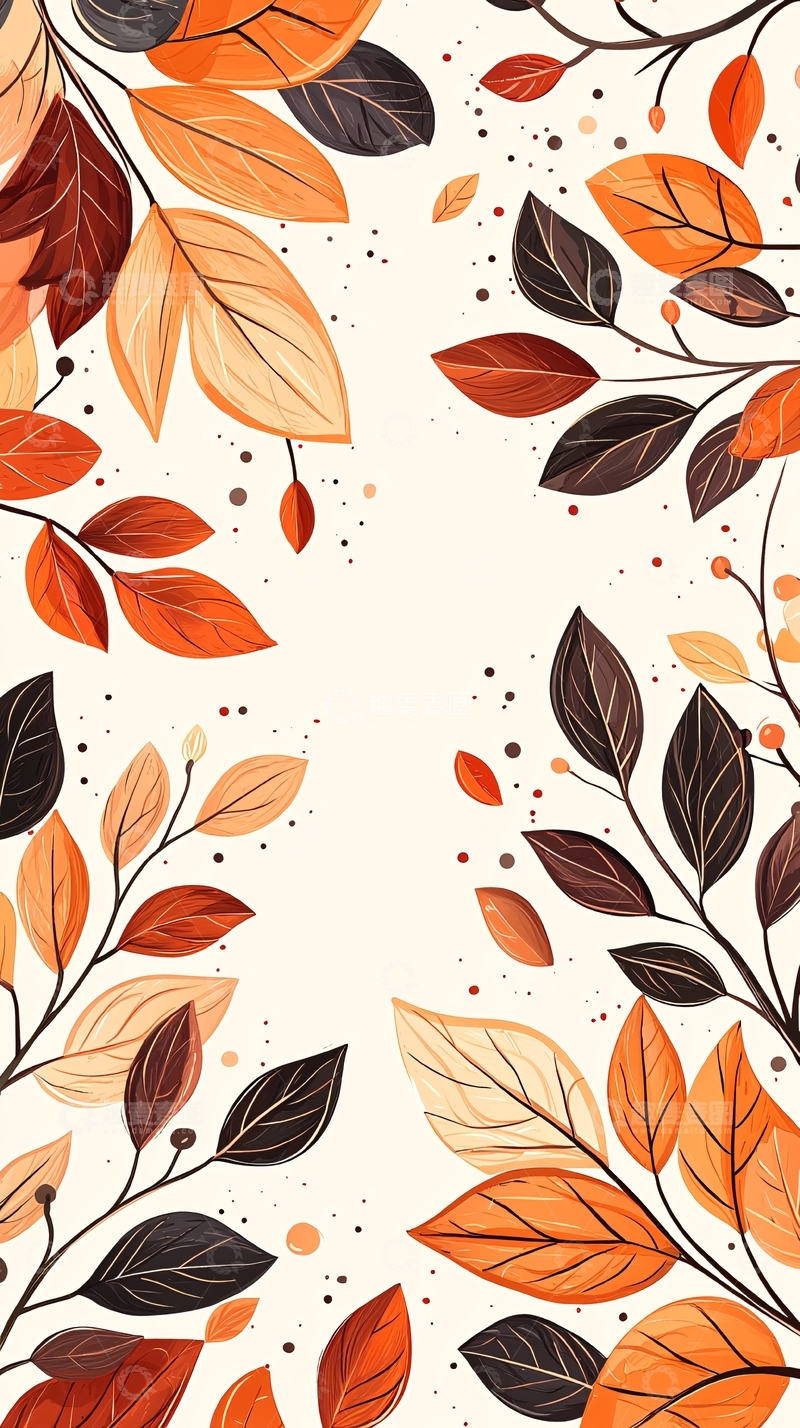 高清大图下载【趣麦麦图】秋叶背景图案设计