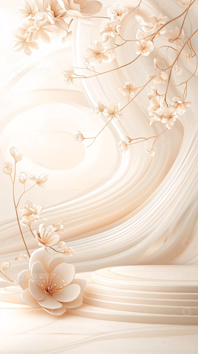 高清大图下载【趣麦麦图】淡雅花卉背景展示架