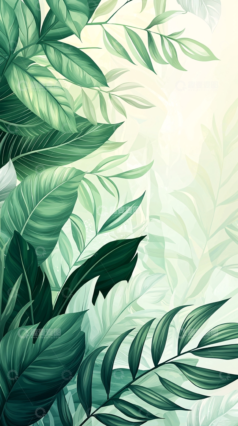 高清大图下载【趣麦麦图】热带植物叶子背景图