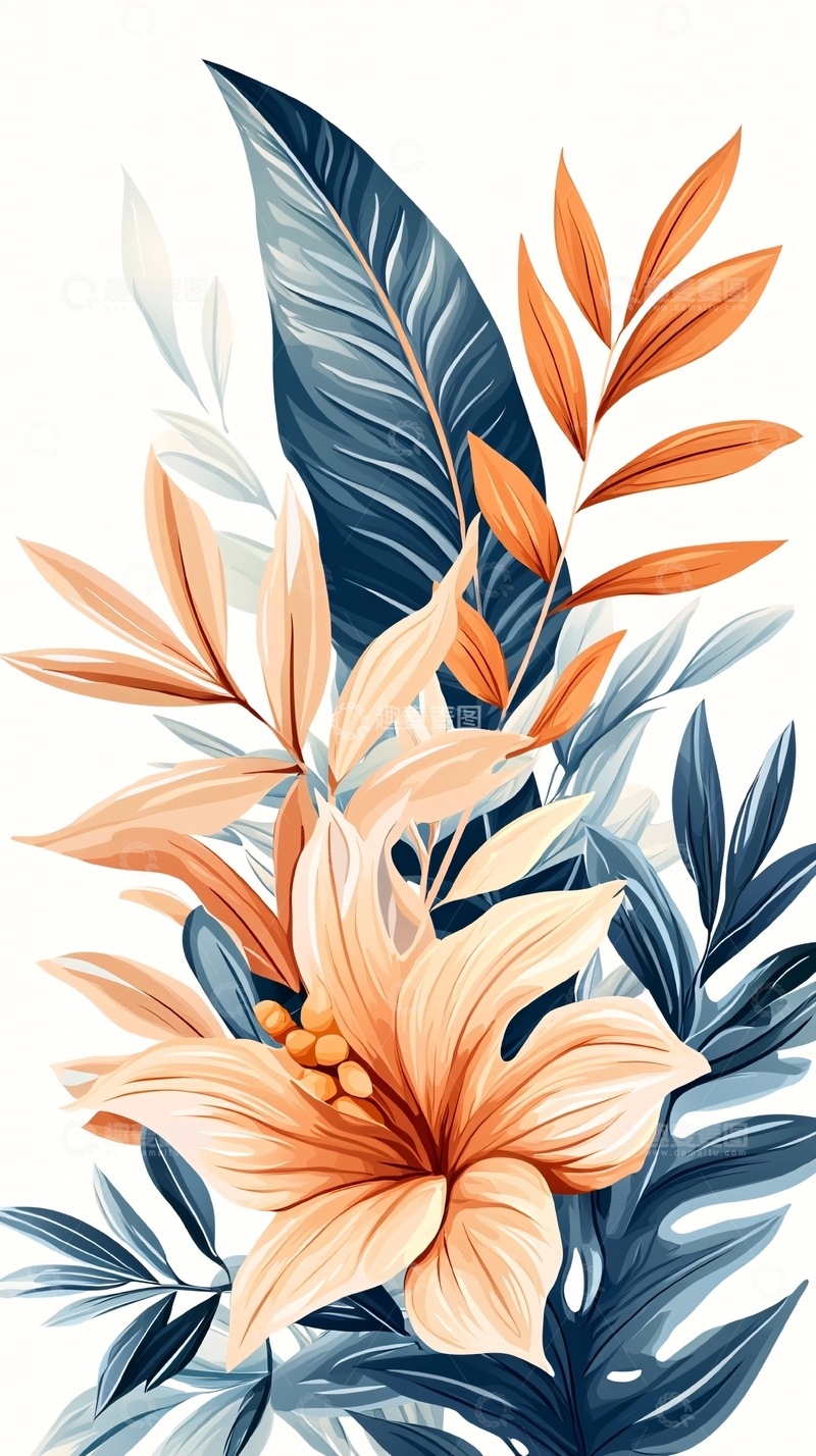 高清大图下载【趣麦麦图】秋日花卉插画素材