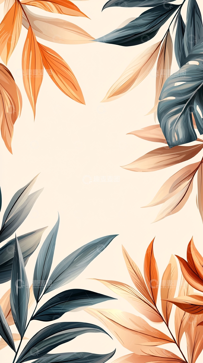 高清大图下载【趣麦麦图】秋日热带植物叶子背景图