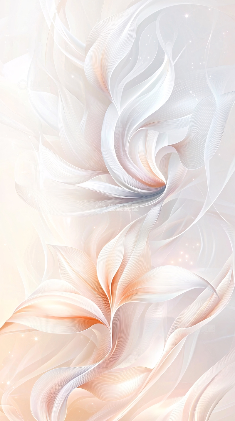 高清大图下载【趣麦麦图】梦幻白色抽象花卉背景