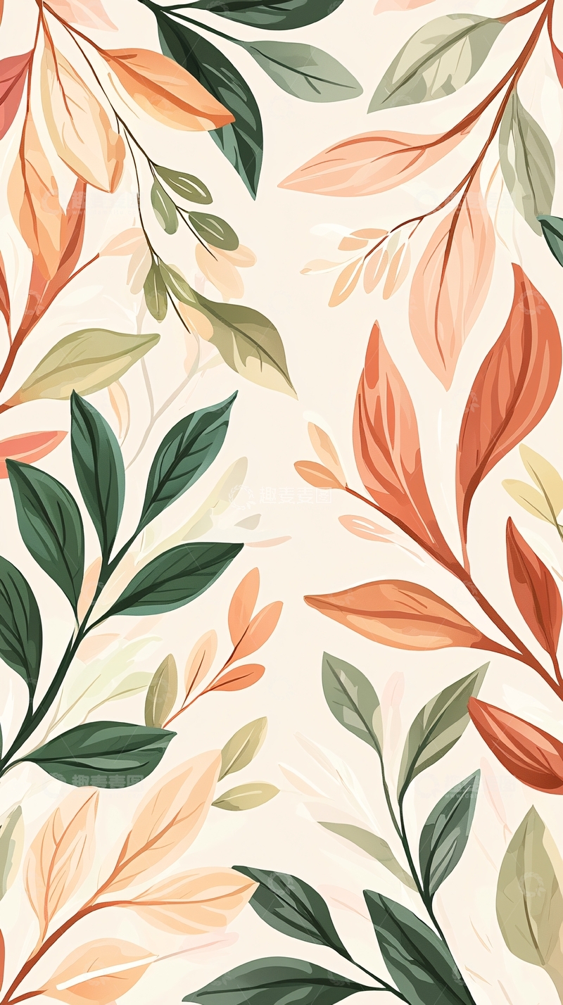 高清大图下载【趣麦麦图】秋日树叶背景图案