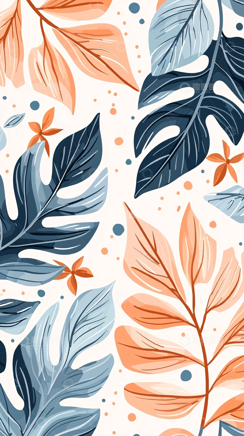 高清大图下载【趣麦麦图】热带植物叶子图案背景