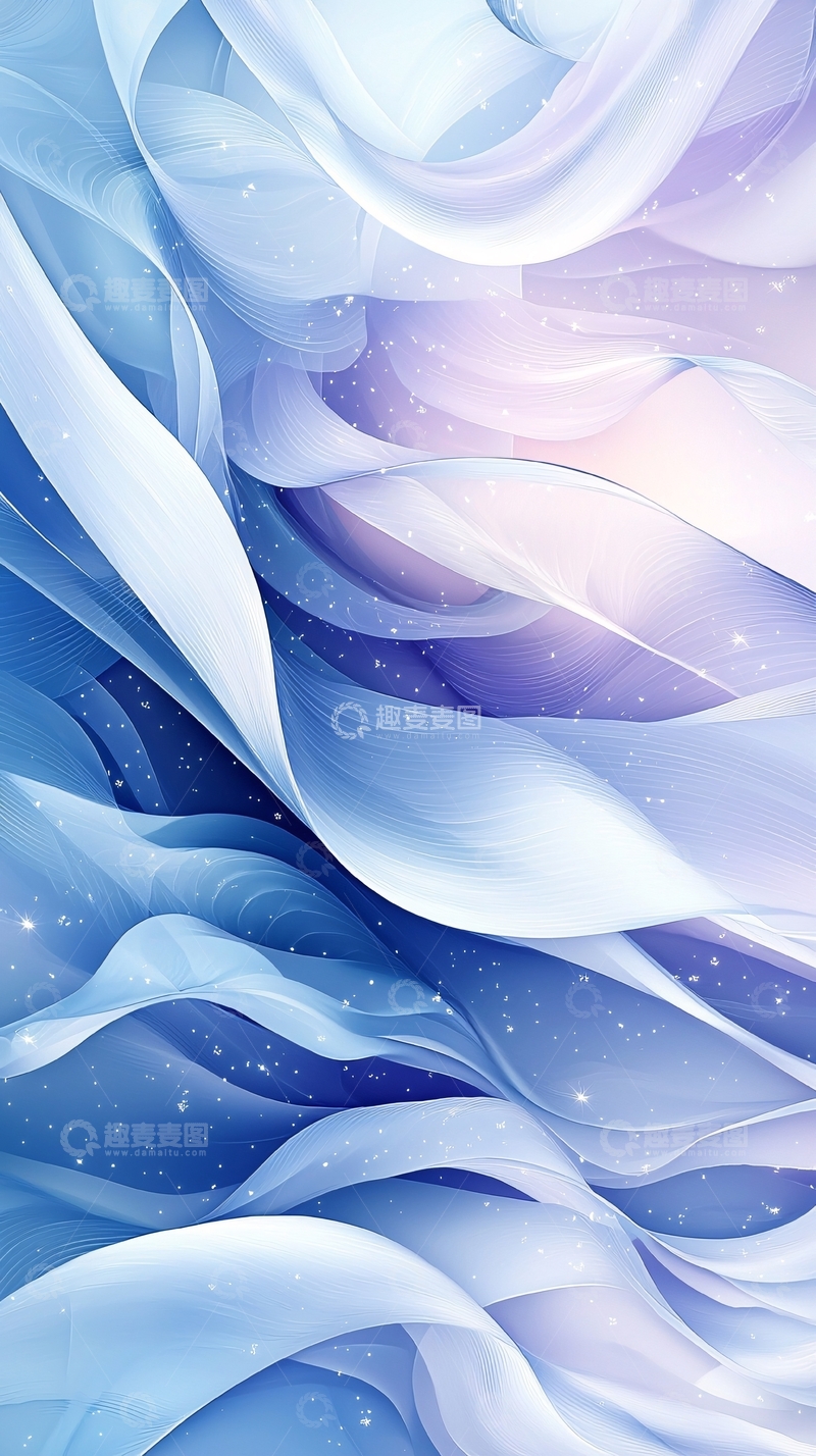 高清大图下载【趣麦麦图】梦幻蓝紫色渐变波浪纹理背景