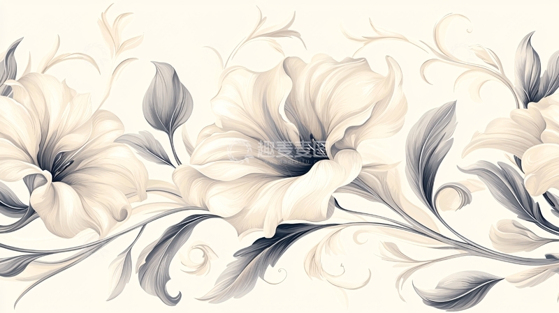 高清大图下载【趣麦麦图】优雅花卉图案背景素材