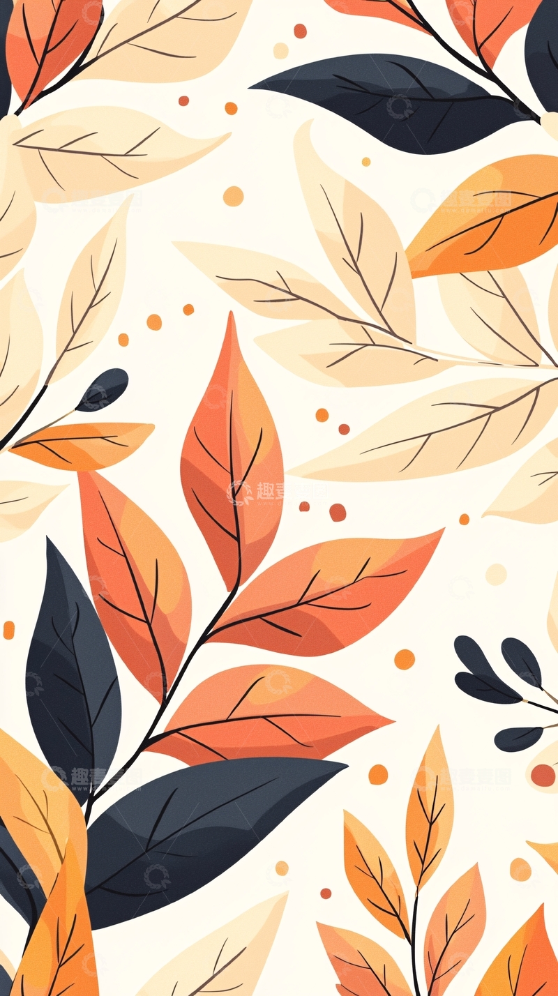 高清大图下载【趣麦麦图】秋叶背景图案素材