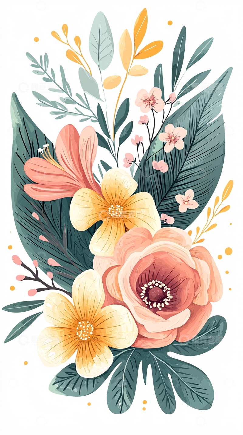 高清大图下载【趣麦麦图】清新花卉插画素材
