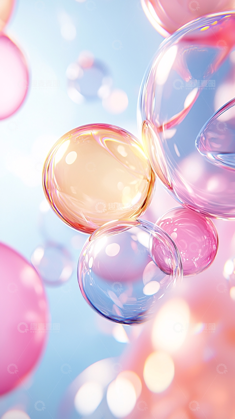高清大图下载【趣麦麦图】梦幻泡泡背景素材