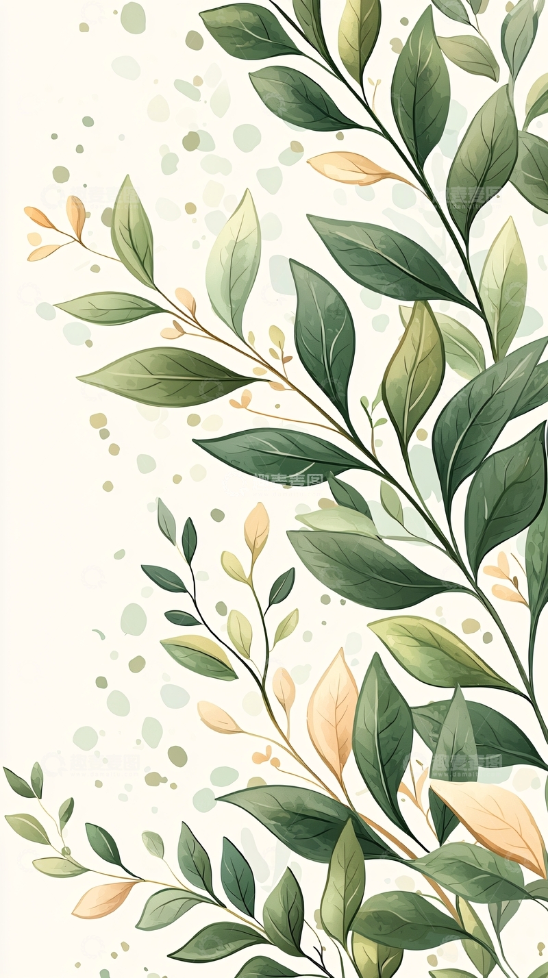 高清大图下载【趣麦麦图】清新自然植物插画背景