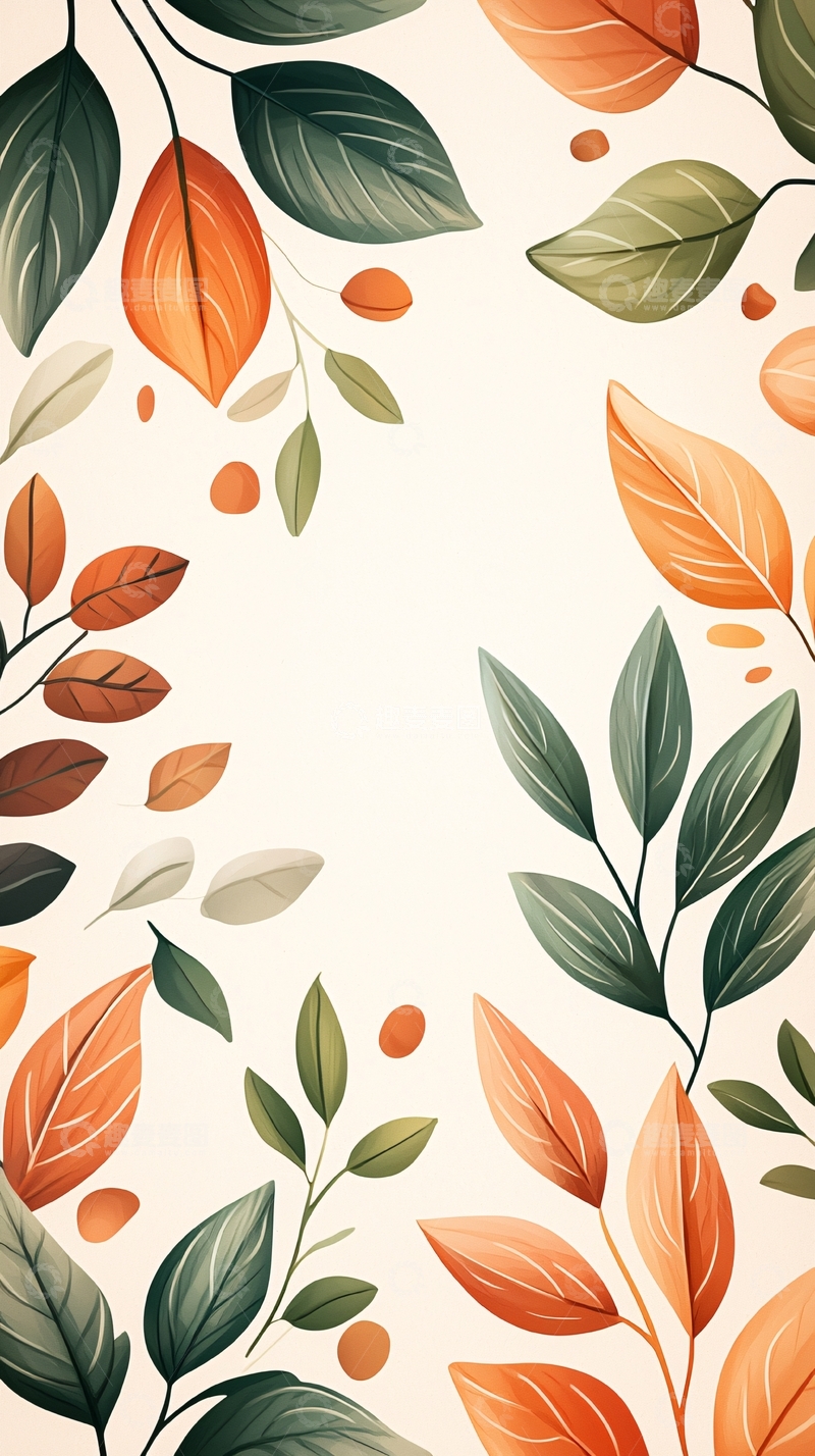 高清大图下载【趣麦麦图】秋叶背景图案设计