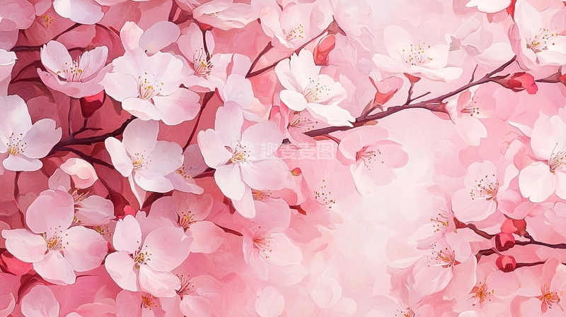 高清大图下载【趣麦麦图】粉色樱花背景素材