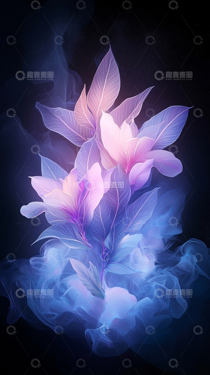 高清大图下载【趣麦麦图】梦幻紫色花朵背景图