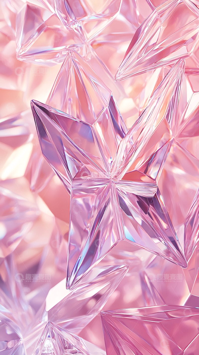 高清大图下载【趣麦麦图】粉色晶体几何抽象背景