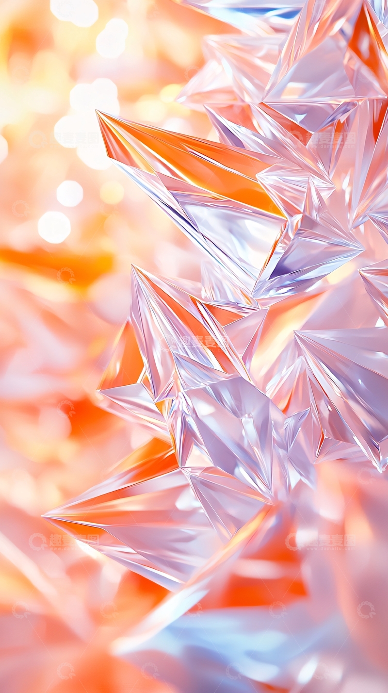 高清大图下载【趣麦麦图】璀璨水晶立体几何图形背景