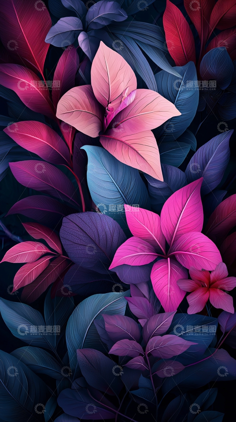 高清大图下载【趣麦麦图】梦幻色彩植物背景图