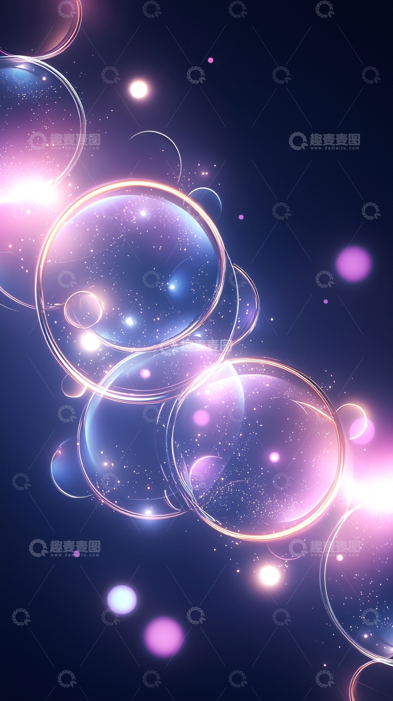 高清大图下载【趣麦麦图】梦幻泡泡星空背景图