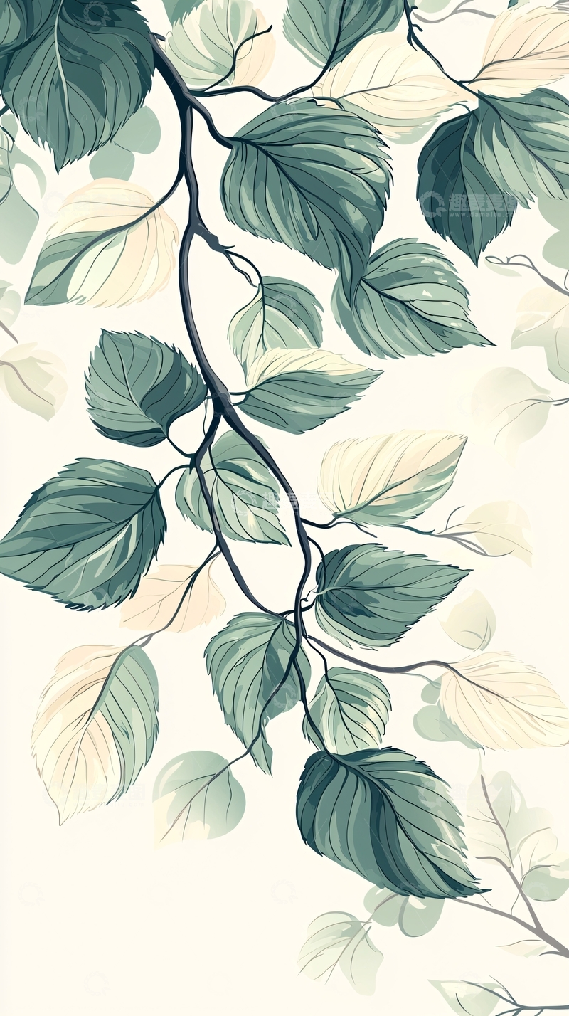 高清大图下载【趣麦麦图】绿色植物叶子背景图案