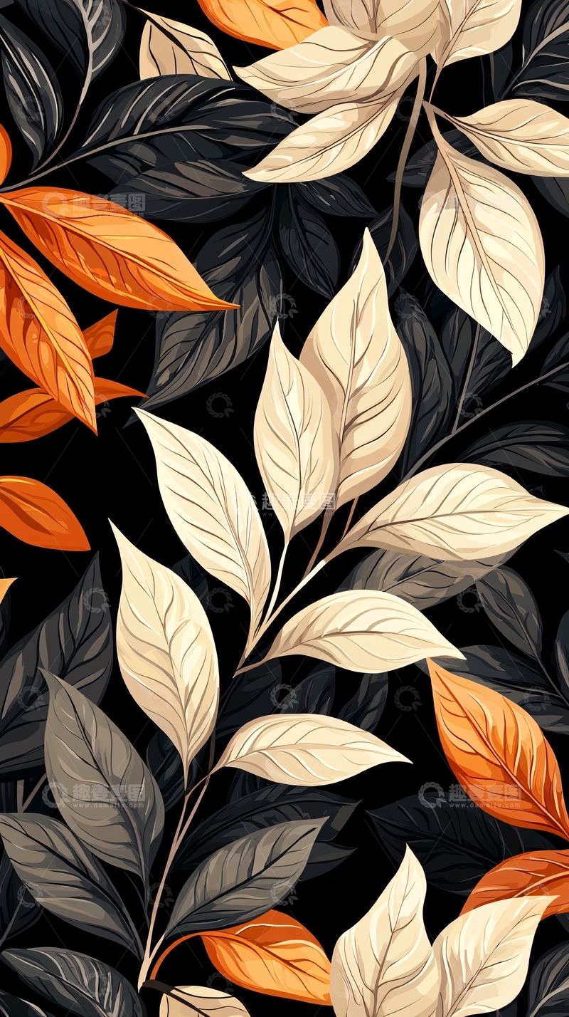 高清大图下载【趣麦麦图】秋叶渐变色背景图案