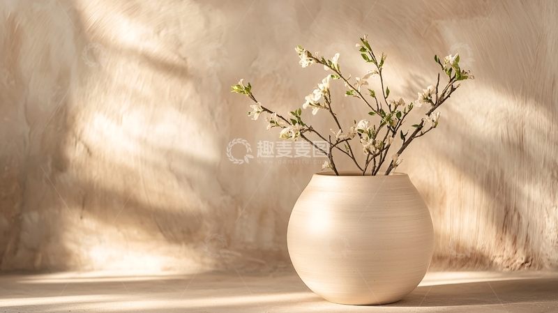 高清大图下载【趣麦麦图】阳光下的简约花瓶插花