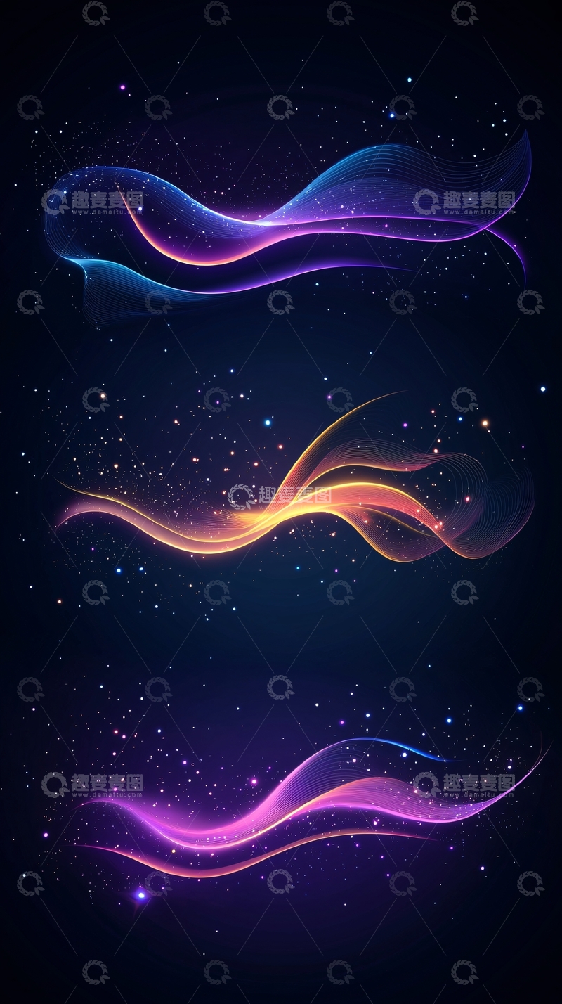 高清大图下载【趣麦麦图】星空波浪线条背景素材